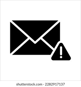 E-Mail-Fehlersymbol.Envelope-Symbol mit Ausrufezeichen. Umschlag Symbol und Alarm, Fehler, Alarm, Gefahrensymbol. Vektorgrafik auf weißem Hintergrund