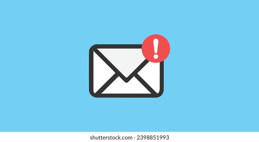 Email error vector line icon. Email warning or spam email message sign symbol on blue background. vector eps 10.