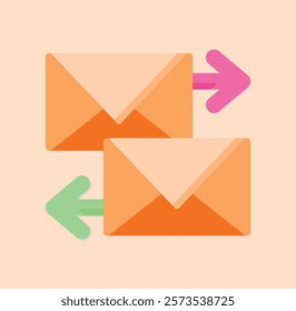 Email Exchange Icon with Arrows Showing Sending and Receiving Mail Communication Concept
