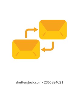 Vector plano del icono de intercambio de correo electrónico. Móvil social. Servicio de red aislado