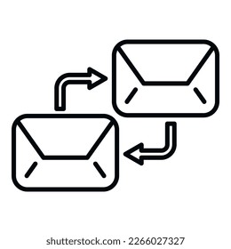 vector de contorno de icono de intercambio de correo electrónico. Móvil social. Servicio de red