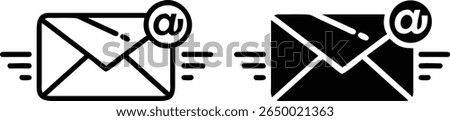Email Fast Send Icons – Black and White Envelope Message Communication Vector Set