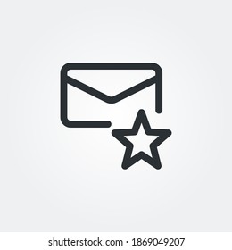 email favourite icon vector isolated with line style and black color, pixel perfect symbol illustration