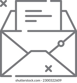 Icono de comentarios de correo electrónico con estilo de esquema negro. contacto, mensaje, correo, dirección, comunicación, carta, chat. Ilustración del vector