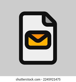 Email file icon in filled line style, use for website mobile app presentation