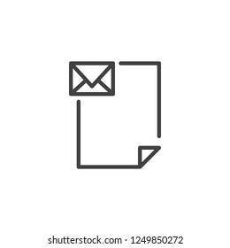 Email file outline icon. linear style sign for mobile concept and web design. Paper document message and envelope simple line vector icon. Symbol, logo illustration. Pixel perfect vector graphics