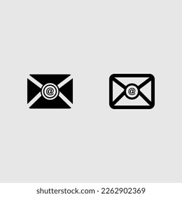email fill and outline icon set isolated vector illustration
