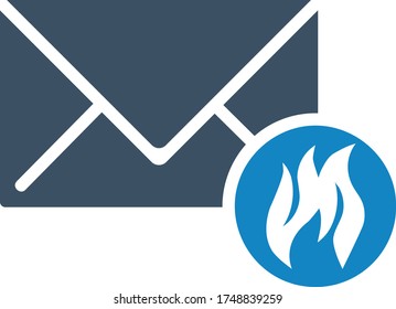 Icono de incendio de correo electrónico (ilustración vectorial)
