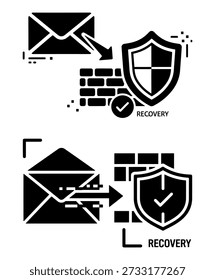 Icono de Protección de Firewall de Correo Electrónico y Puerta de Enlace Segura para Seguridad de Red y Filtrado de Spam