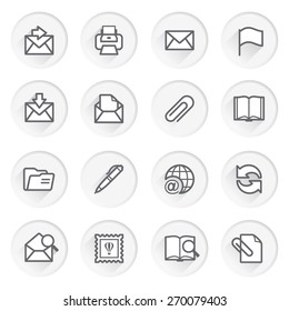 Email flat contour icons on gray background.