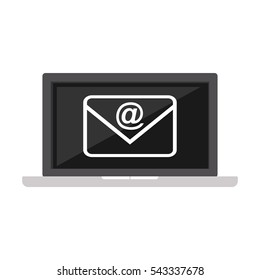 E-mail flat design. Email symbol on laptop.