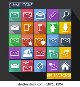 Email Flat Icon Long Shadow