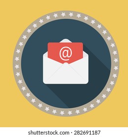 E-Mail Flat Icon with Long Shadow, Vector Illustration Eps10