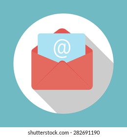 E-Mail Flat Icon with Long Shadow, Vector Illustration Eps10