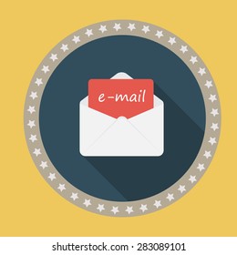 E-Mail Flat Icon with Long Shadow, Vector Illustration Eps10