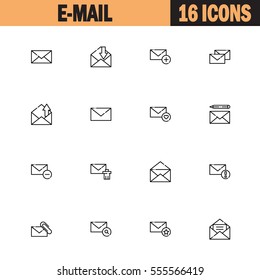 E-mail flat icon set. Collection of high quality outline symbols for web design, mobile app. Vector thin line icons or logo of mail