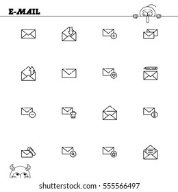 E-mail flat icon set. Collection of high quality outline symbols for web design, mobile app. Vector thin line icons or logo of mail