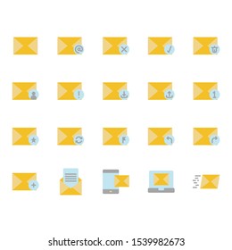 Email in flat icon set design