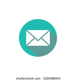 email flat icon with shodow in blue circle
