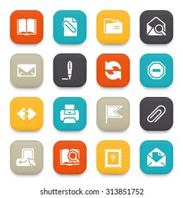 Email flat icons with color buttons.