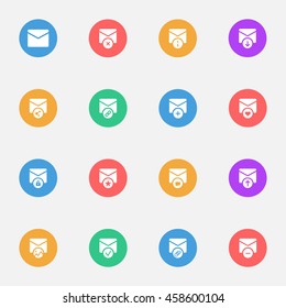 E-mail flat  icons on the color substrate