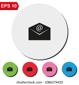 Email flat round colorful vector icon. Envelope illustration.