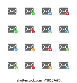 E-mail flat vector icons set 