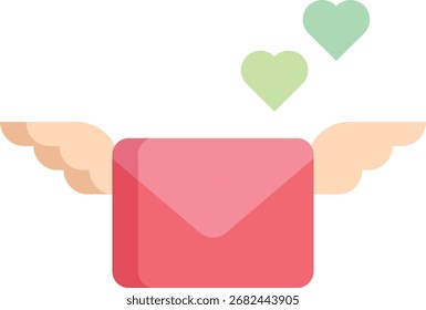 Diseño de icono plano de alas de mosca de correo electrónico