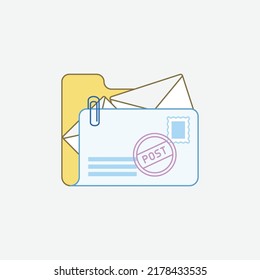  Email Folder Icon, Isolated Folders Colored Outline Icon In Light Grey Background, Perfect For Website, Blog, Logo, Graphic Design, Social Media, UI, Mobile App