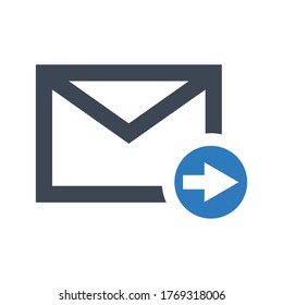 Icono de reenvío de correo electrónico en fondo blanco