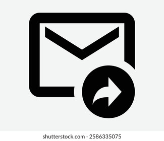 Email Forward Mail Arrow Path Reply Send Envelope Letter Point Message Inbox Outbox E-Mail Black White Icon Sign Symbol Graphic Illustration Vector