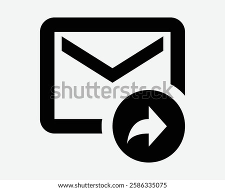 Email Forward Mail Arrow Path Reply Send Envelope Letter Point Message Inbox Outbox E-Mail Black White Icon Sign Symbol Graphic Illustration Vector