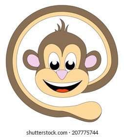 E-mail funny cartoon icon. Computer monkey sign. vector art image illustration, isolated on white background