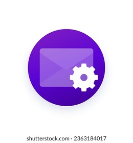 email and gear icon, mail settings vector