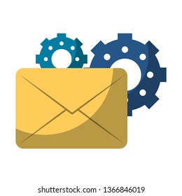 Email and gears symbols