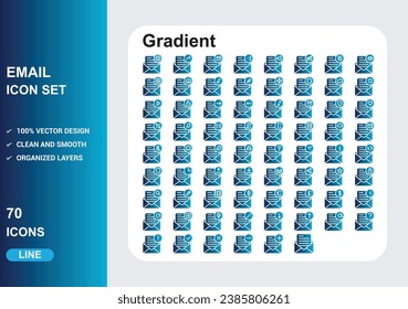 email Glyph gradient Icons with White Background Free Vector