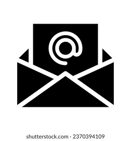 E-Mail-Glyphsymbol-Vektorgrafik. Einfache Vektorgrafik von Elementen, geeignet für Anwendungen, Websites und Präsentationen einzeln auf weißem Hintergrund