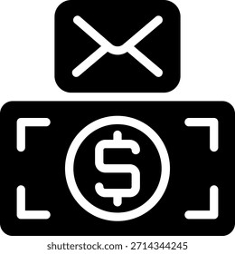 Vector de ilustración de icono de glifo de correo electrónico