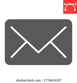 Email glyph icon, ui and button, envelope sign vector graphics, editable stroke solid icon, eps 10