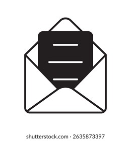 Icono de glifo de correo electrónico con fondo blanco Vector Ilustración de stock