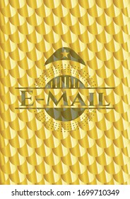 Email gold emblem. Scales pattern. Vector Illustration. Detailed.