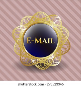 Email gold shiny badge with pink background