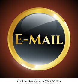 Emvía un correo electrónico con emblema brillante de oro.