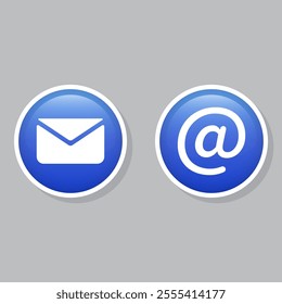 Email gradient blue glossy buttons vector