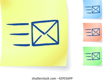 e-mail graphic on sticky note original vector illustration Post it note sketches  Three color version included