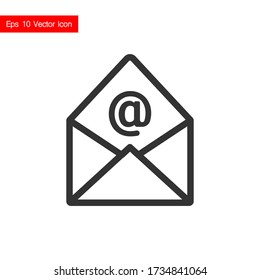 Email gray linear icon isolated on white background. Vector illustration. Eps 10