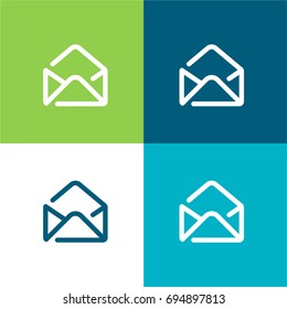 Email green and blue material color minimal icon or logo design