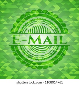 Email green emblem with triangle mosaic background