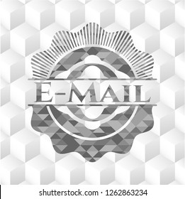 Email grey badge with geometric cube white background