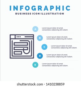 Email, Hack, Internet, Password, Phishing, Web, Website Line icon with 5 steps presentation infographics Background